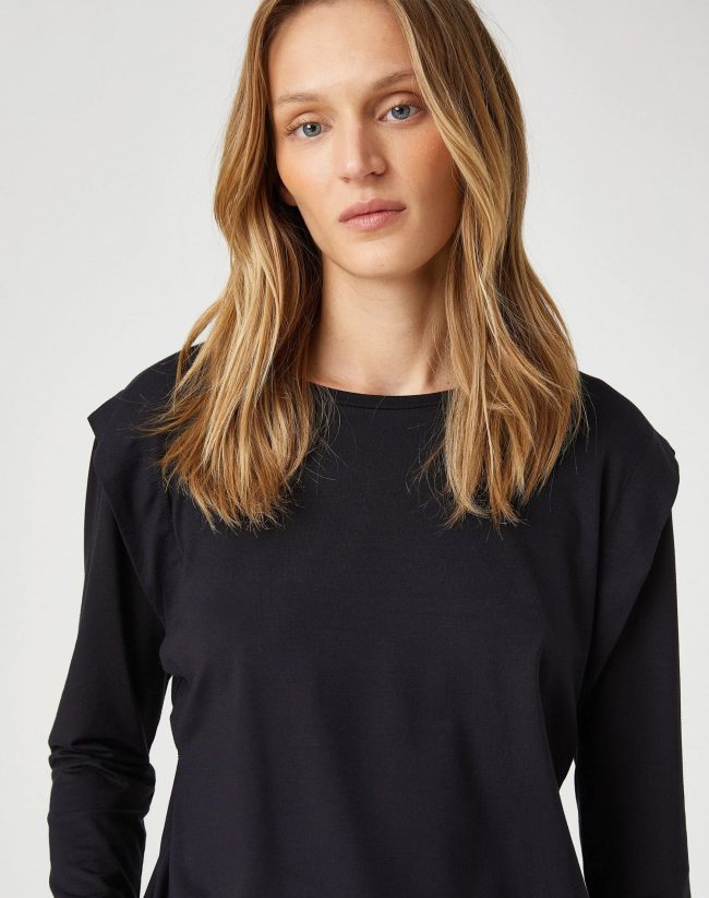 Long Sleeve T-Shirt Round Neck Shoulder Detailed — изображение 2