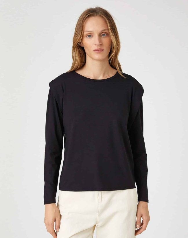 Long Sleeve T-Shirt Round Neck Shoulder Detailed — изображение 3