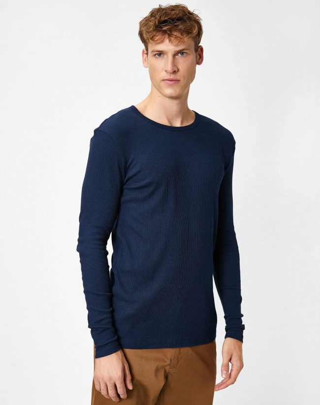 Cotton Crew Neck Long Sleeve T-Shirt — изображение 3